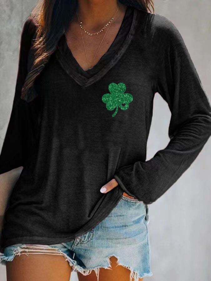 Women's St. Patrick's Day Flag Shamrock Long-Sleeve T-Shirt