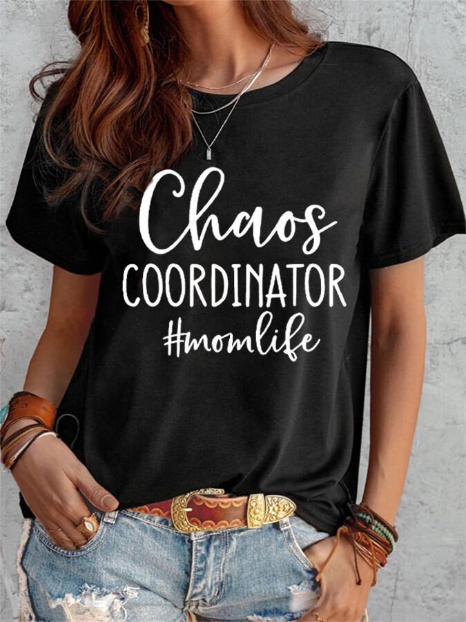 Women's Chaos Coordinator Print Casual Tee Shirt