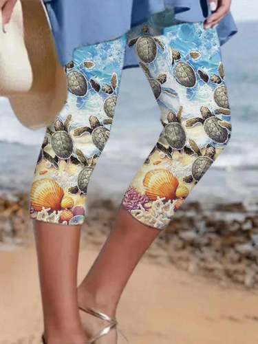 Turtle Beach Print Casual Leggings