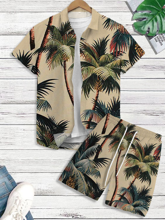Hawaiian Print Short Sleeve Short Set