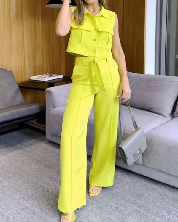 Casual Solid Color Two-piece Suit