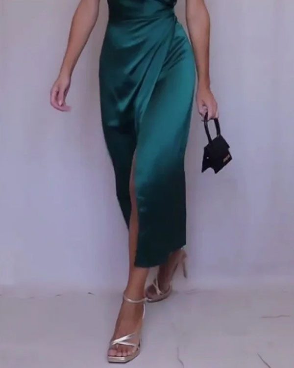 Elegant Sleeveless Solid Color Dress
