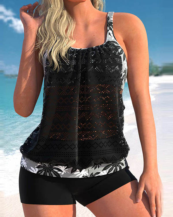 Cut-out Mesh Plus-size Swimsuit