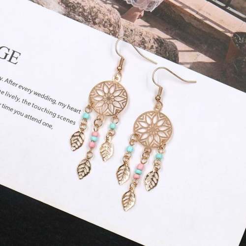 Geometric Round Leaf Earrings