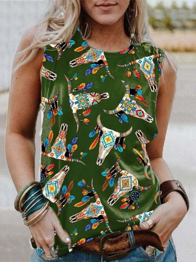 Women's Western Vintage Western Print Casual Tank Top