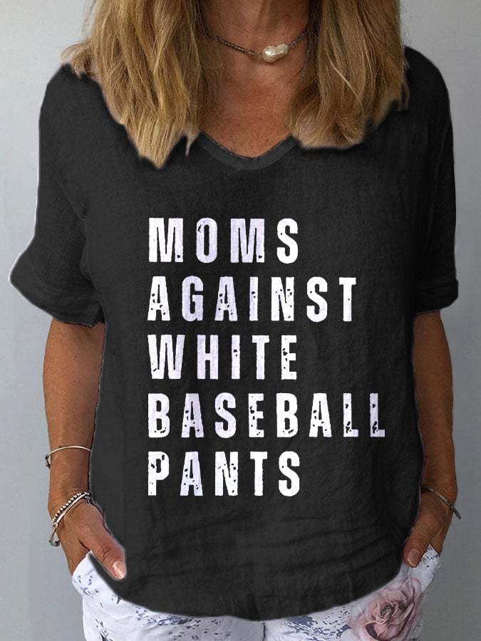Moms Against White Baseball Pants Women's Short Sleeve Casual Top