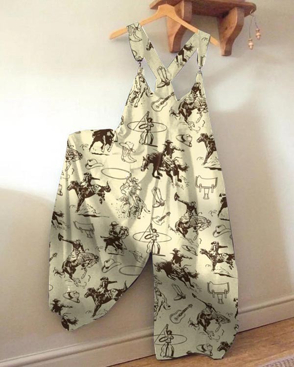 Women's Western Cowboy Loose Jumpsuit