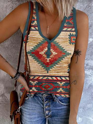Women's Vintage Western Aztec Print Vest