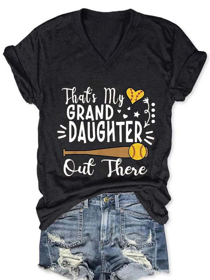 Women's That's my grand daughter out there V Neck T-Shirt