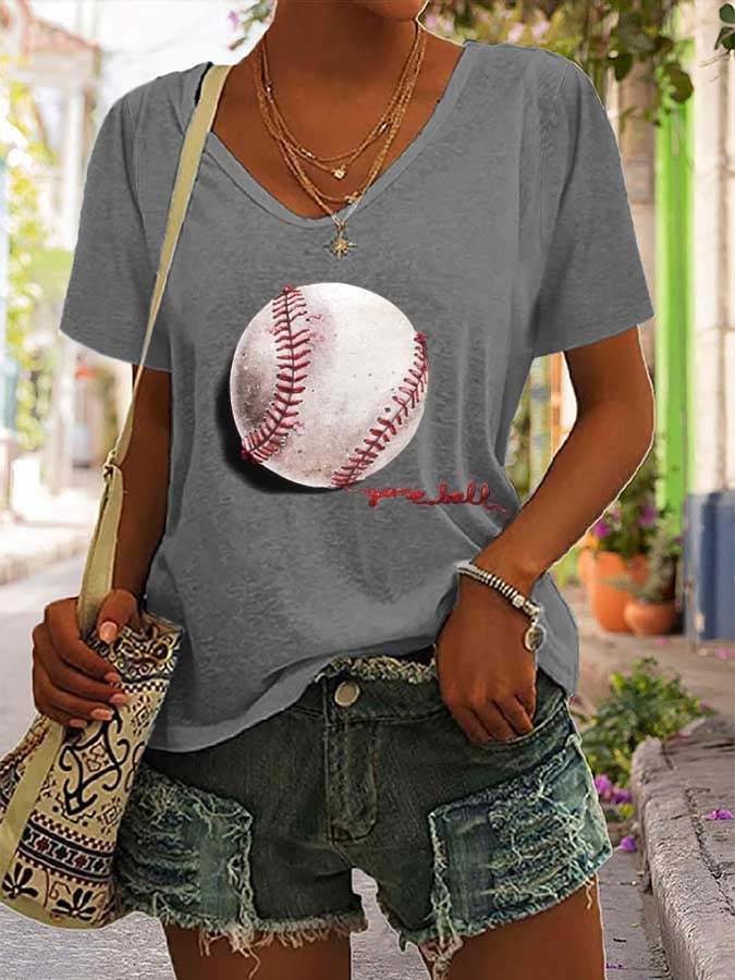 Women'S Baseball Casual Print T-Shirt