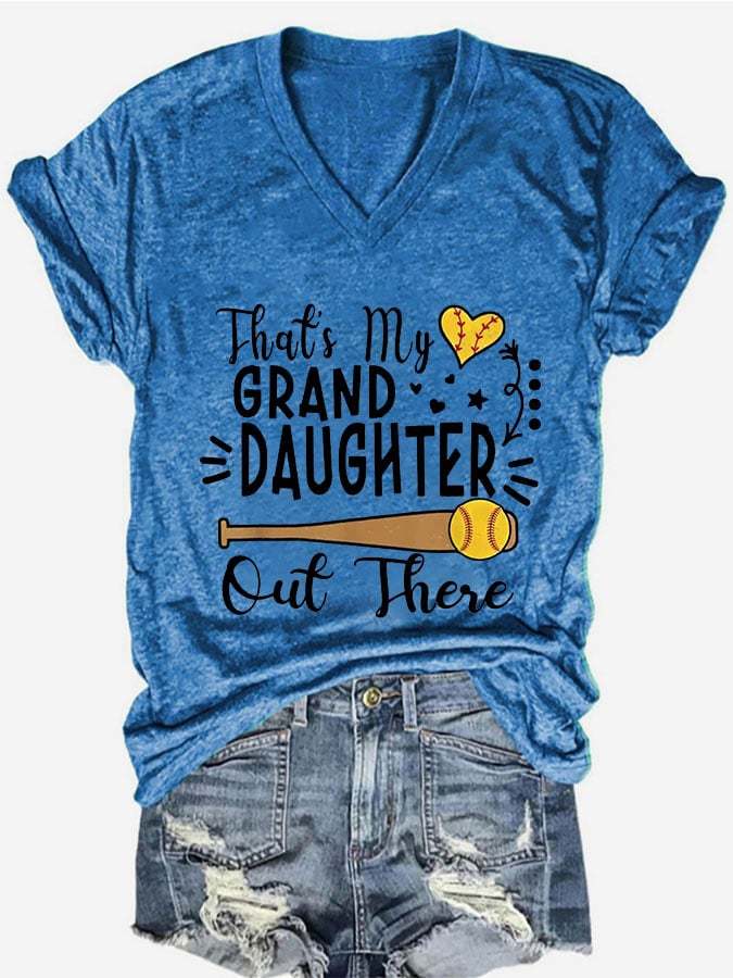 Women's That's my grand daughter out there V Neck T-Shirt