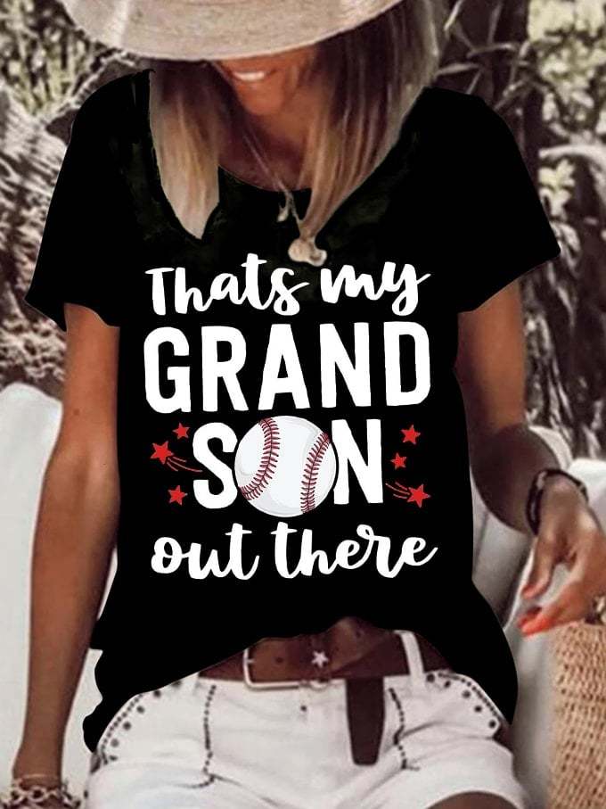 Women's Baseball That's My Grandson Out There Print T-Shirt