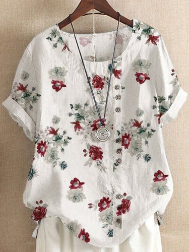Fashion Floral Short Sleeve Top