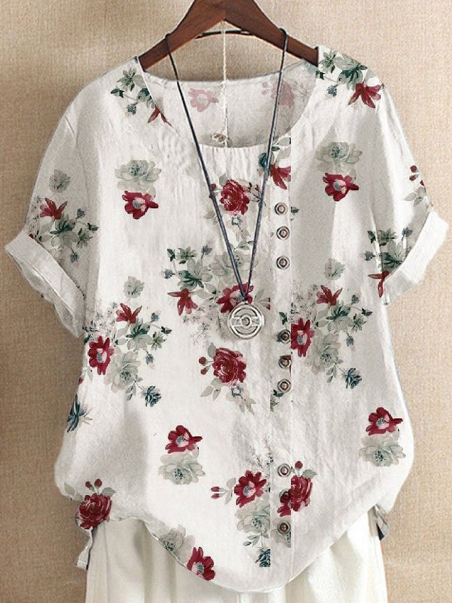 Fashion Floral Short Sleeve Top