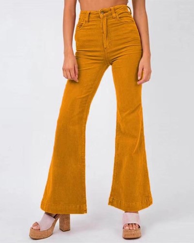 Multicolor Relaxed Corduroy Flared Pants