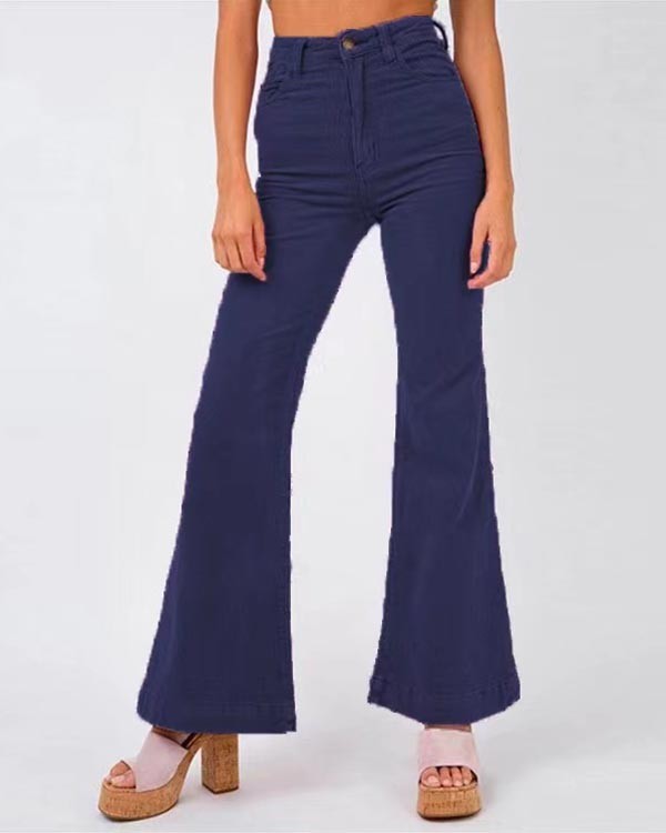 Multicolor Relaxed Corduroy Flared Pants