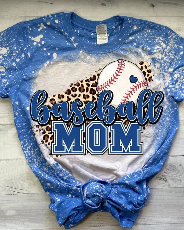 Baseball Mom Bleached Casual T-Shirt