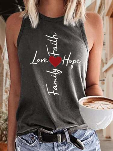 Women's Faith Love Hope Family Print Tank Top