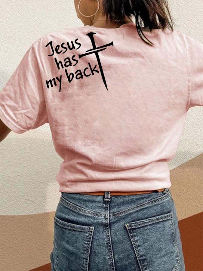Women's Jesus has my back printed casual T-shirt