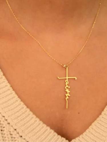 Women's Faith Cross Alloy Pendant Necklace