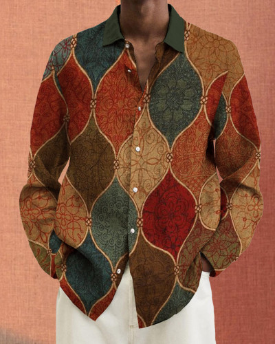 Men's cotton&linen long-sleeved fashion casual shirt cd41