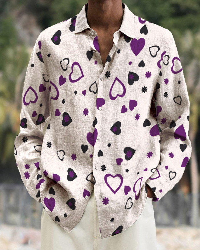 Men's cotton&linen long-sleeved fashion casual shirt 278a