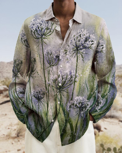 Men's cotton&linen long-sleeved fashion casual shirt b242