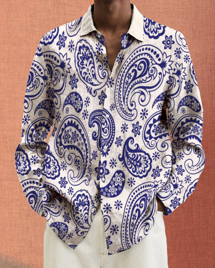 Men's cotton&linen long-sleeved fashion casual shirt  180c