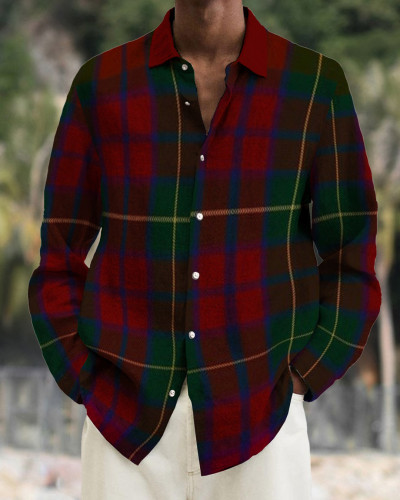 Men's cotton&linen long-sleeved fashion casual shirt  5ec1