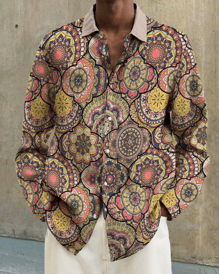 Men's cotton&linen long-sleeved fashion casual shirt c439