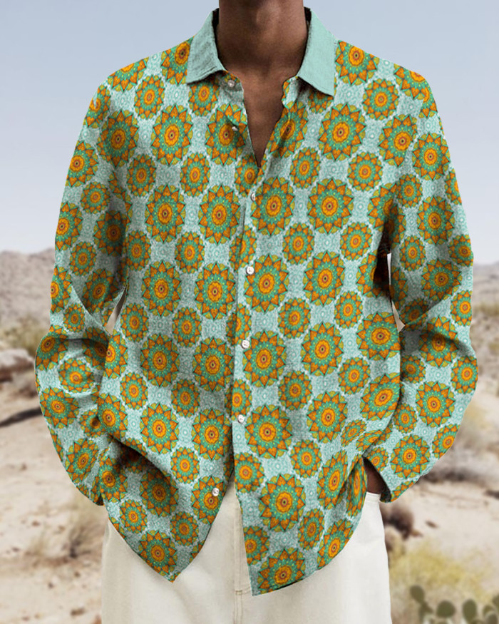 Men's cotton&linen long-sleeved fashion casual shirt 994e