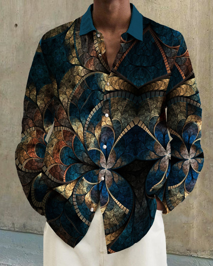Men's cotton&linen long-sleeved fashion casual shirt 3a66