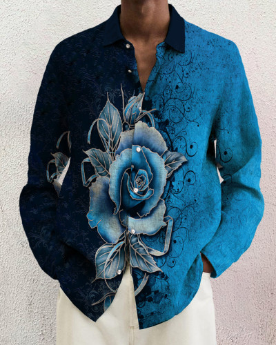 Men's cotton&linen long-sleeved fashion casual shirt 99a6