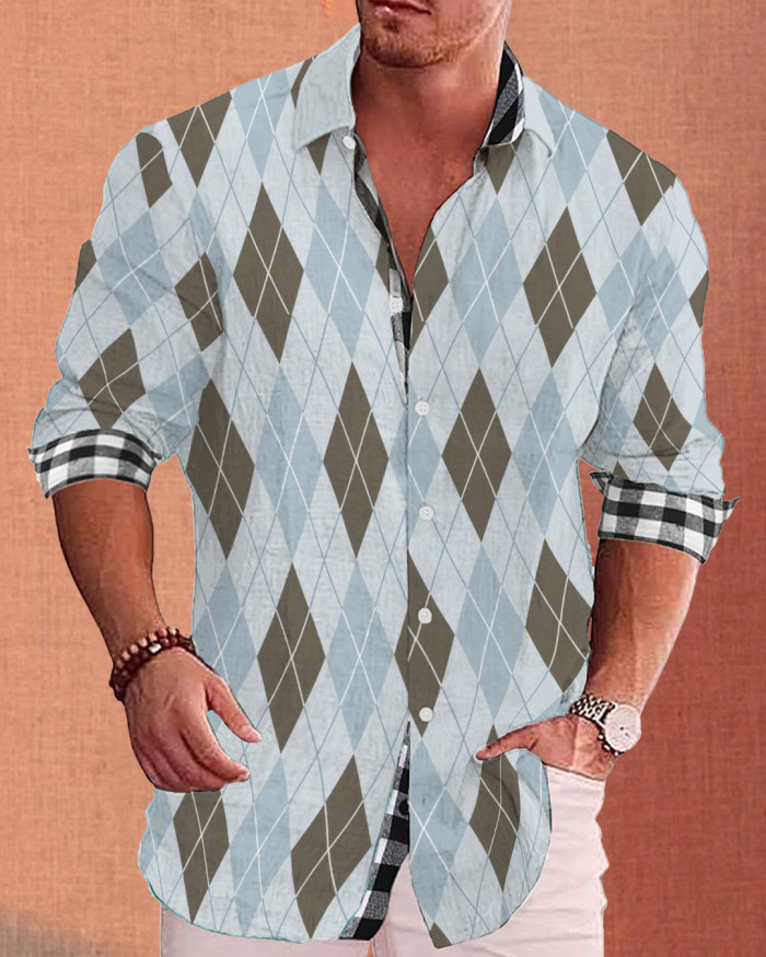 Men's cotton&linen long-sleeved fashion casual shirt  d8a7