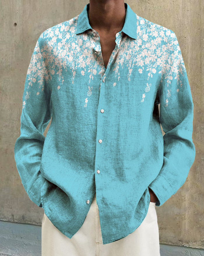 Men's cotton&linen long-sleeved fashion casual shirt 2871