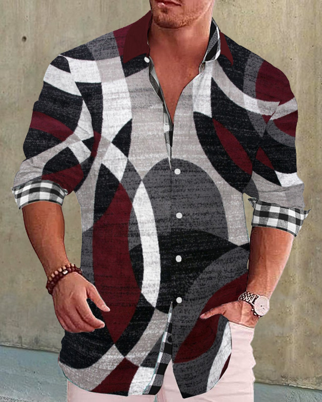 Men's cotton&linen long-sleeved fashion casual shirt 7597