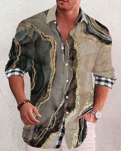 Men's cotton&linen long-sleeved fashion casual shirt  dca5