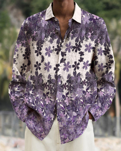 Men's cotton&linen long-sleeved fashion casual shirt 5a14
