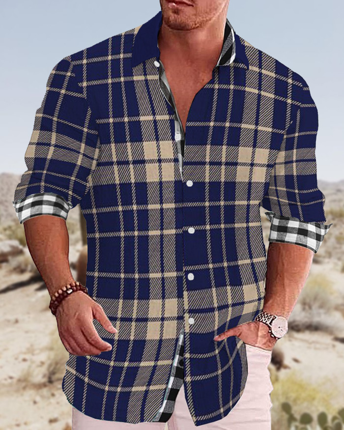 Men's cotton&linen long-sleeved fashion casual shirt  29b2