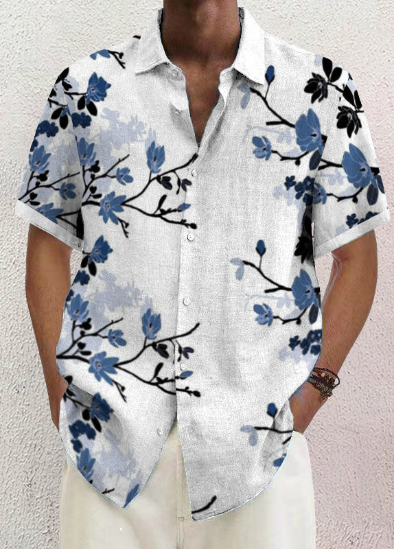 Mens Art Print Casual Breathable Short Sleeve Shirt d9eb