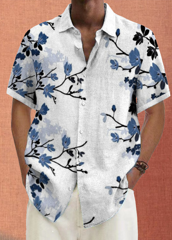 Mens Art Print Casual Breathable Short Sleeve Shirt d9eb