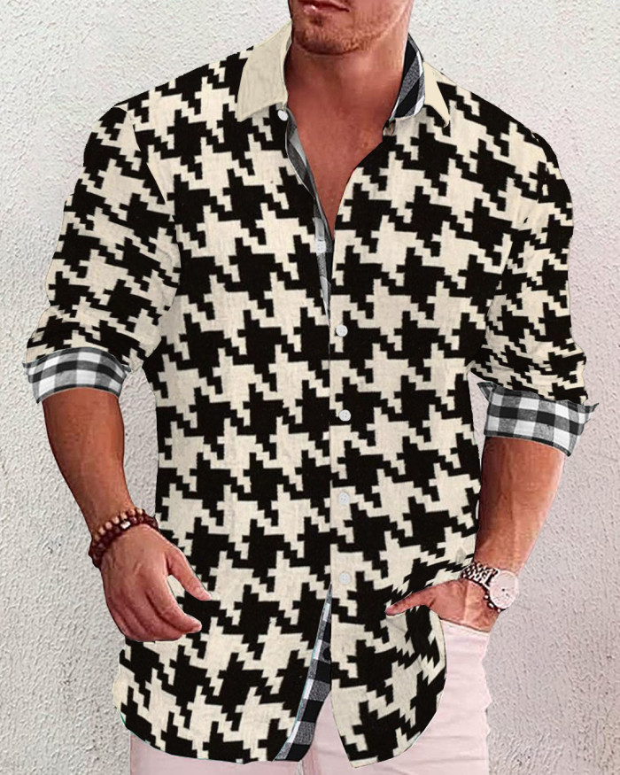 Men's cotton&linen long-sleeved fashion casual shirt  f703