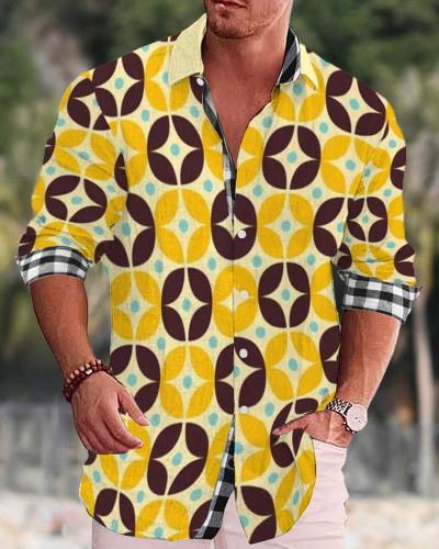 Men's cotton&linen long-sleeved fashion casual shirt 6dcf