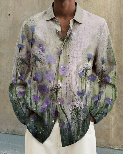 Men's cotton&linen long-sleeved fashion casual shirt 3839