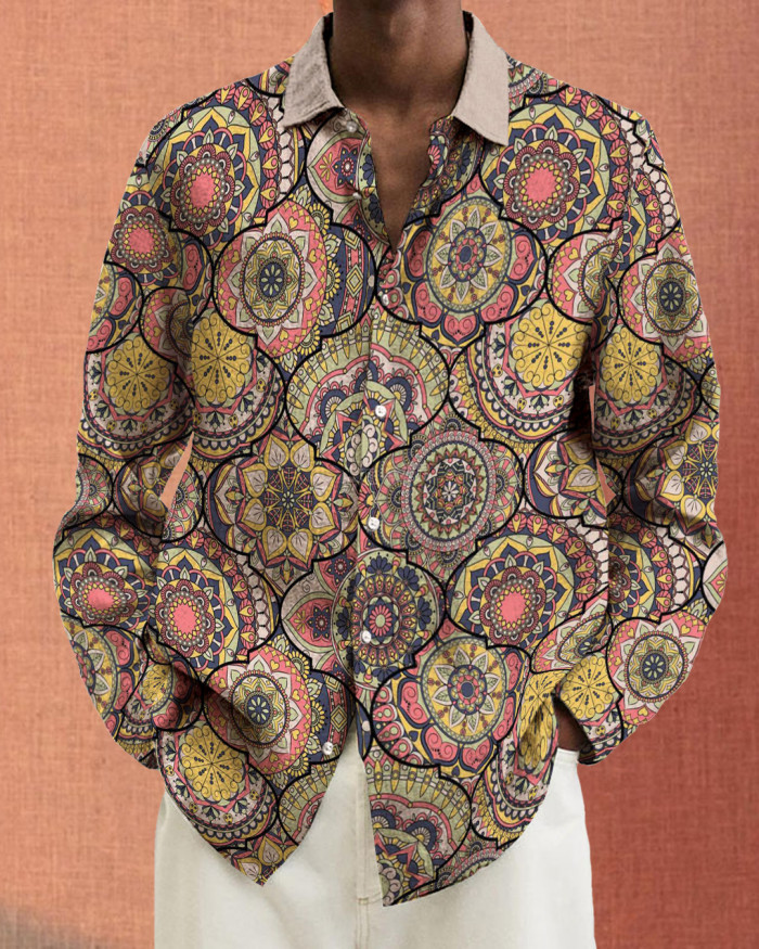 Men's cotton&linen long-sleeved fashion casual shirt c439