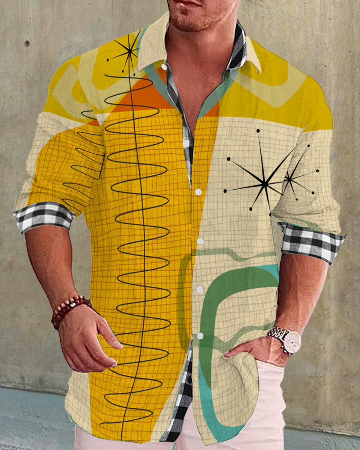 Men's cotton&linen long-sleeved fashion casual shirt  6830