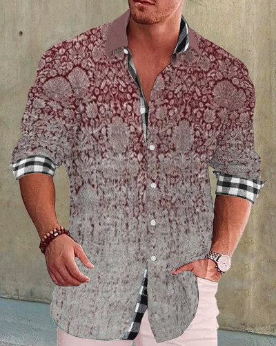 Men's cotton&linen long-sleeved fashion casual shirt eff9