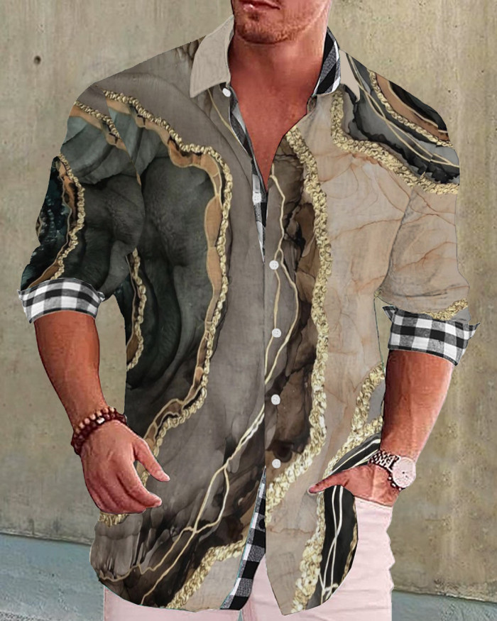 Men's cotton&linen long-sleeved fashion casual shirt  dca5