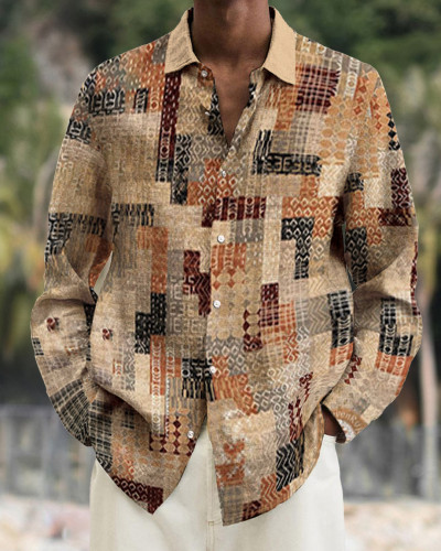 Men's cotton&linen long-sleeved fashion casual shirt 310f