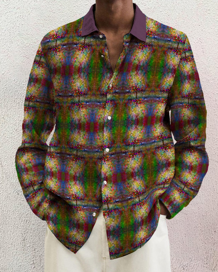 Men's cotton&linen long-sleeved fashion casual shirt 6920